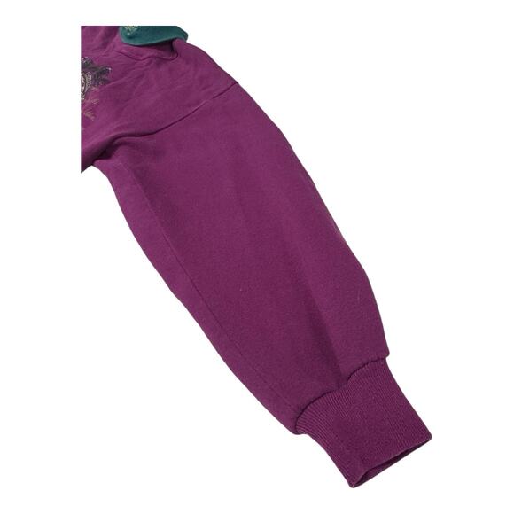 Vintage Gopher Sport Large Purple Floral French Scripts Turtleneck Sweatshirt - Picture 8 of 10